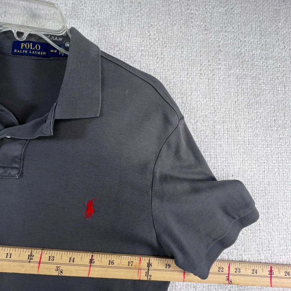 Polo Ralph Lauren Mens Gray Polo Shirt Medium Red Pony Classic Fit‎